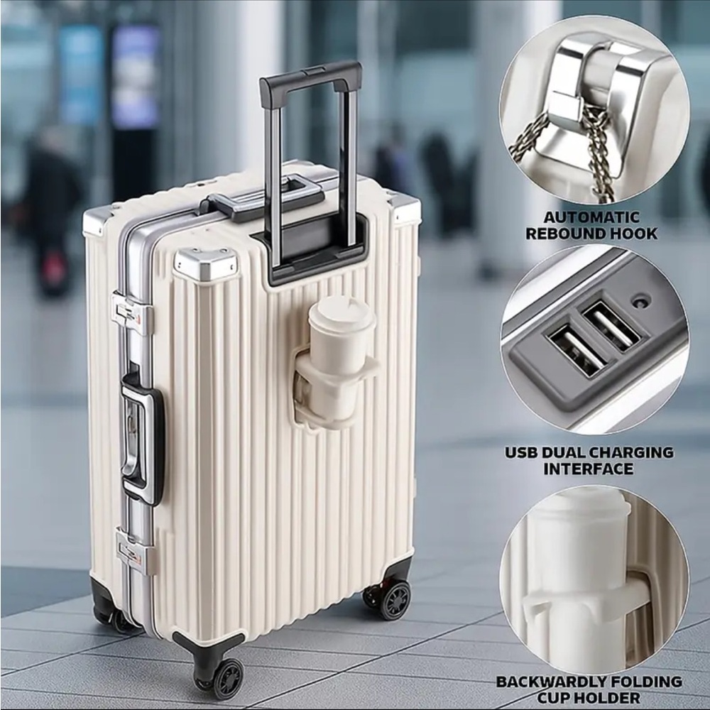 Wheeled Hardshell Carry-On Luggage in Light Silver - Picture 2 of 9